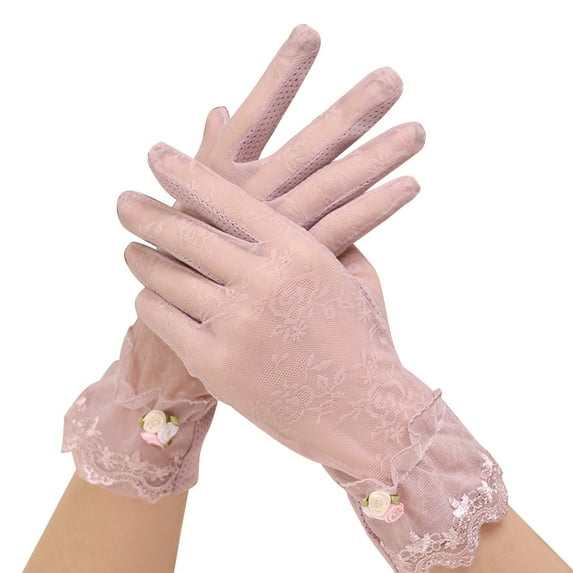 Elegant Women's Short Lace Gloves for Riding Sun and formal Wedding Events Size:One Size