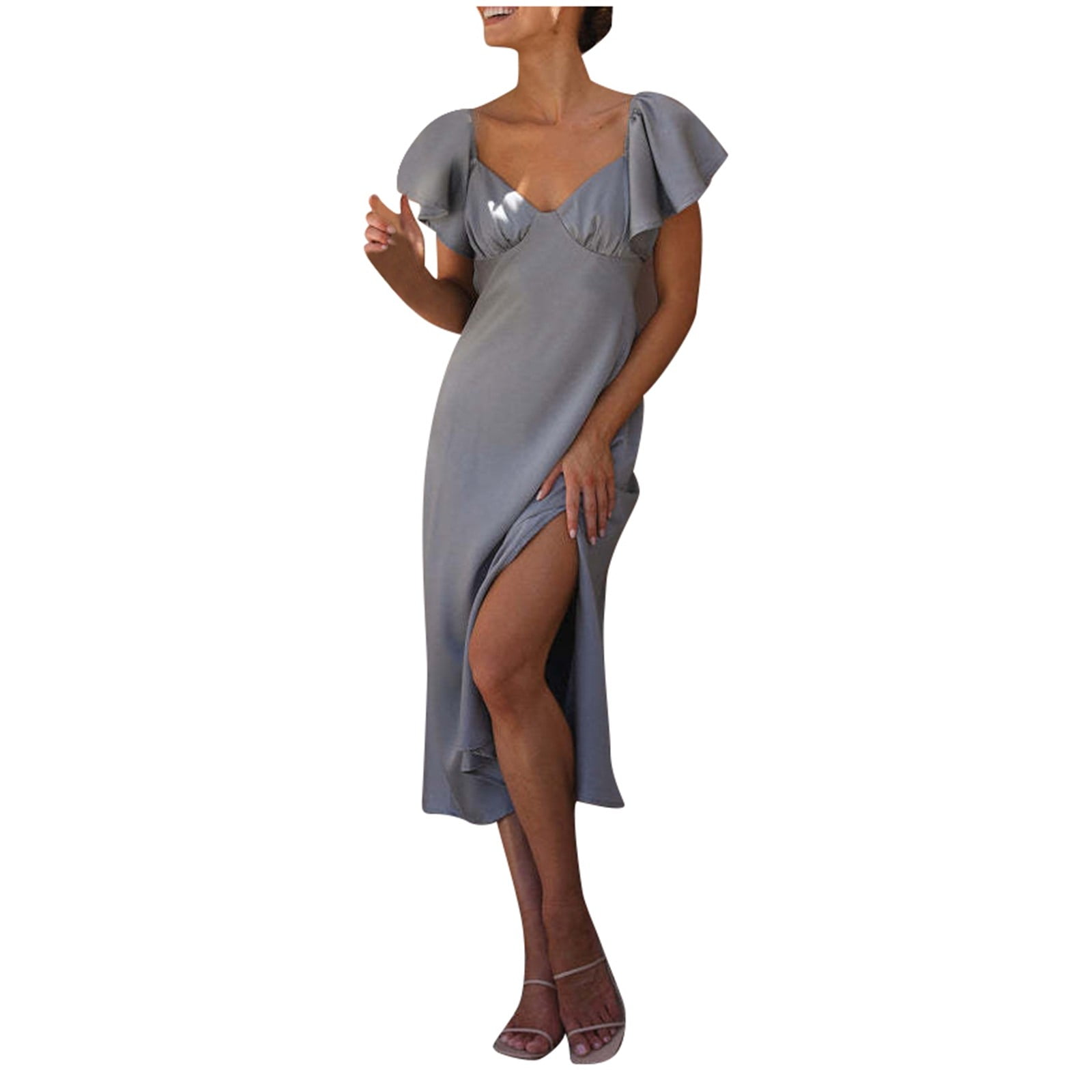 Summer Women Clothing One Shoulder Sleeve Sexy Low Cut Backless Evening Dress