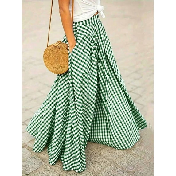 Elegant Women's Skirt,High-Waisted, Wide-Sweep, Flowy A-Line Skirt