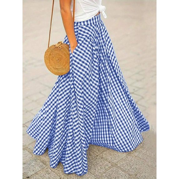 Elegant Women's Skirt,High-Waisted, Wide-Sweep, Flowy A-Line Skirt