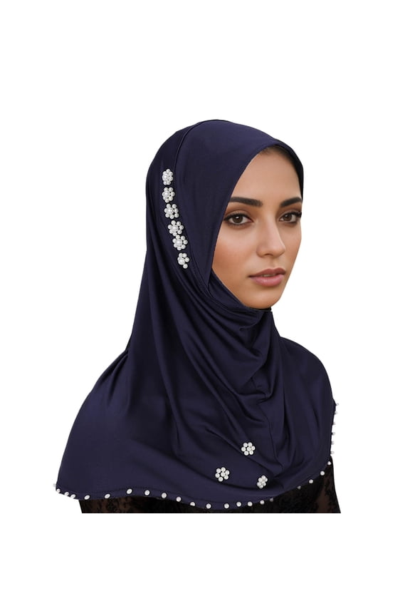 Elegant Women's Solid Color Stretch Hijab Scarf Comfortable Daily Wear Fashion Head Covering Accessory