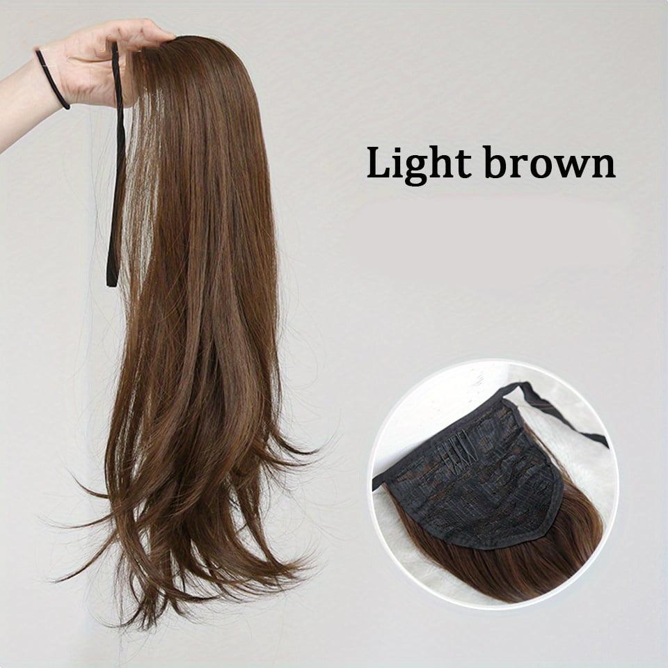 Elegant Women's Straight Hair Ponytail Extensions Long Stylish Synthetic Hair for Daily Use Easy Drawstring Attachment