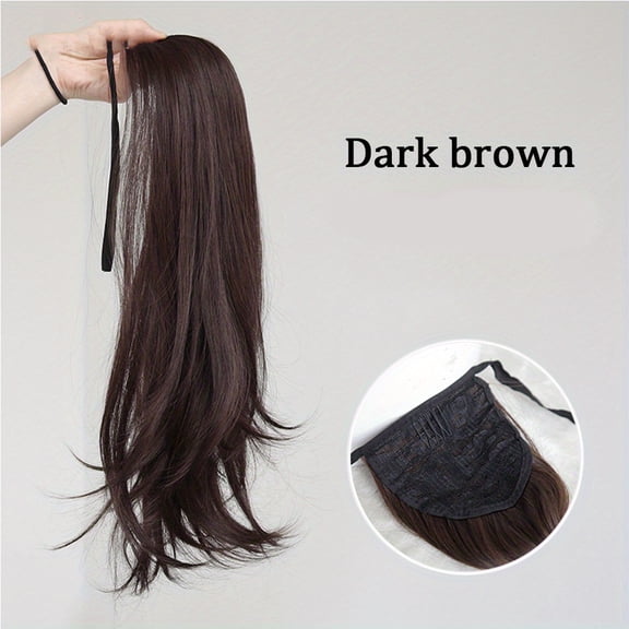 Elegant Women's Straight Hair Ponytail Extensions Long Stylish Synthetic Hair for Daily Use Easy Drawstring Attachment