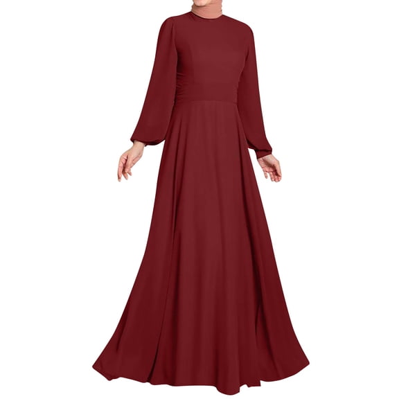 Elegant Women's Street Fashion Long Gown with High Waisted Design and Flowy Sleeves