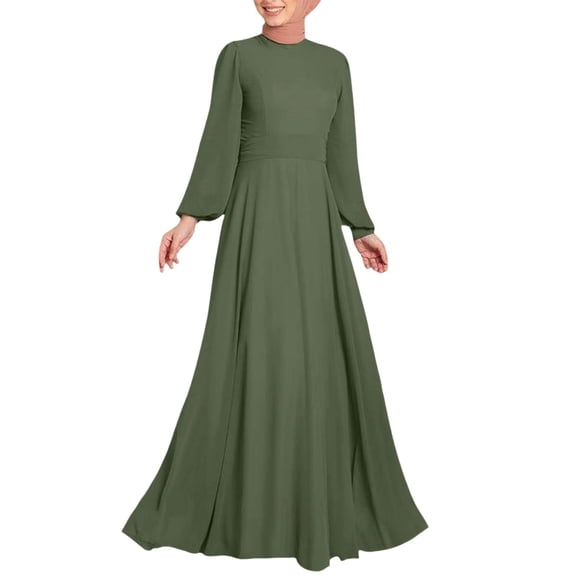 Elegant Women's Street Fashion Long Gown with High Waisted Design and Flowy Sleeves