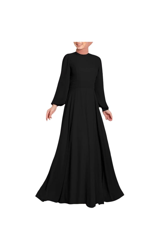 Elegant Women's Streetwear Fashion High Waist Long Sleeve Gown Maxi Dress