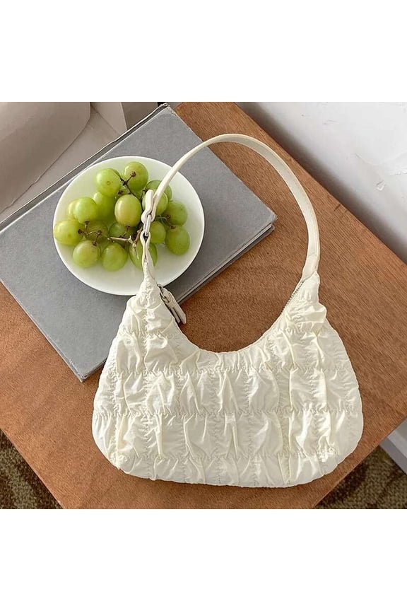 Elegant Women's Summer Crinkled Cream Puff Shoulder Bag - Stylish Large Carrying Handbag