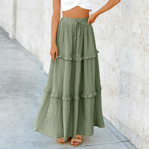 Elegant Women's Summer Skirts High Waist Flared A-Line Midi Skirts for Weddings Parties and Formal Events