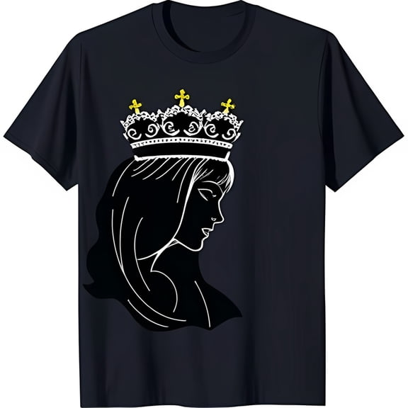 Elegant Women's T-Shirt with Crown Design Dark Blue Tee