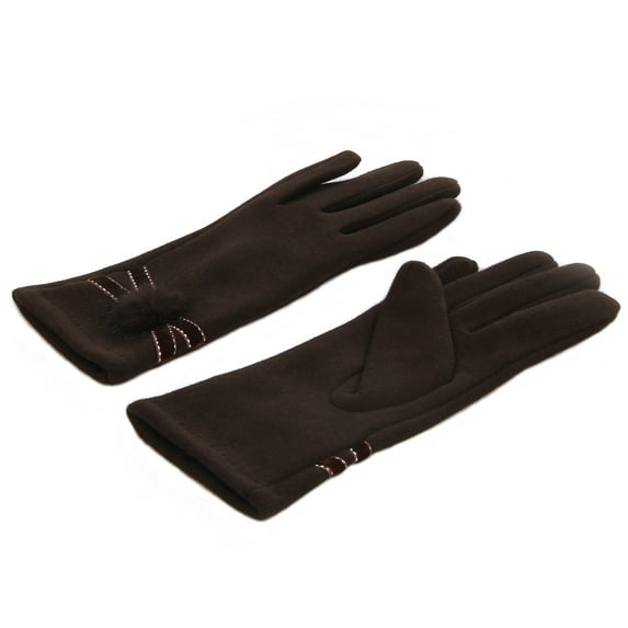Elegant Women's Winter Thermal Gloves with Velvet Ribbon & Pom