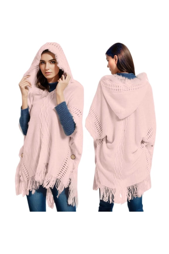 Elegant Women's Winter Wear Sleeved Shawl Wrap Scarf Hooded Cape Poncho Outerwear Garment for Cold Weather Fashion