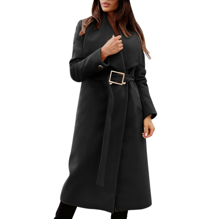 Elegant Womens Coats Womens Double V Neck Coat Winter Mid Length