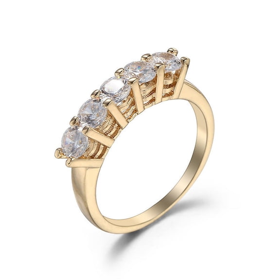 Elegant Womens Gold Plated White Copper Zircon Ring Fashion Jewelry Gift For Women