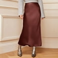 thumbnail image 1 of Elegant Womens High Waist Skirt Solid Satin Dress with Elastic Waist for Versatile Styling and Comfort in Every Occasion, 1 of 7