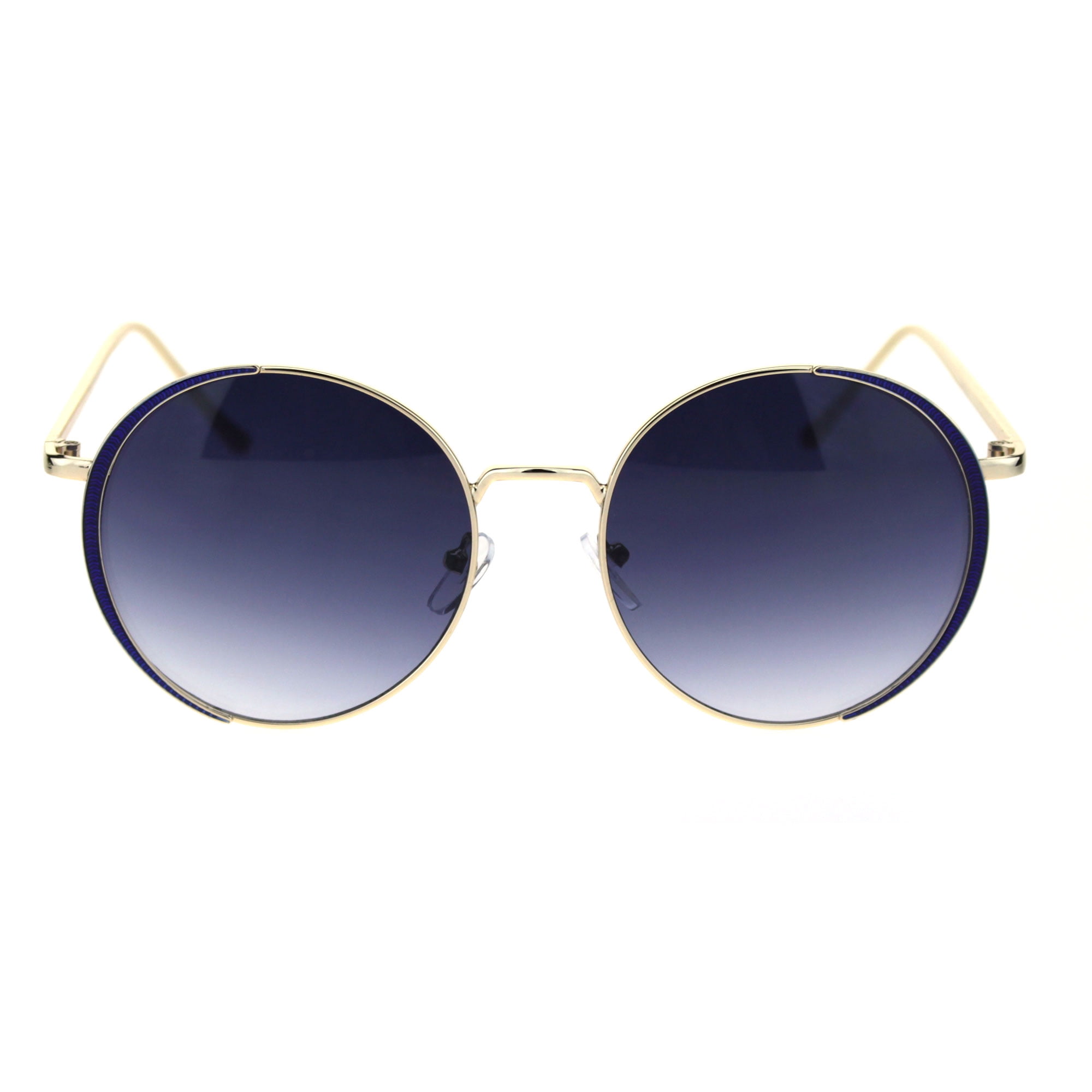 Elegant Blue and Gold Sunglasses Poseidon Deux Gold Female Oval Sunglasses | Le Specs main image 4