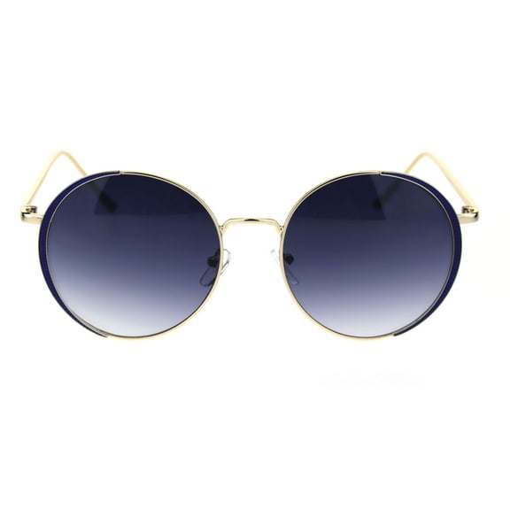 Elegant Womens Jewel Parentheses Eye Lash Sunglasses Gold Blue Smoke