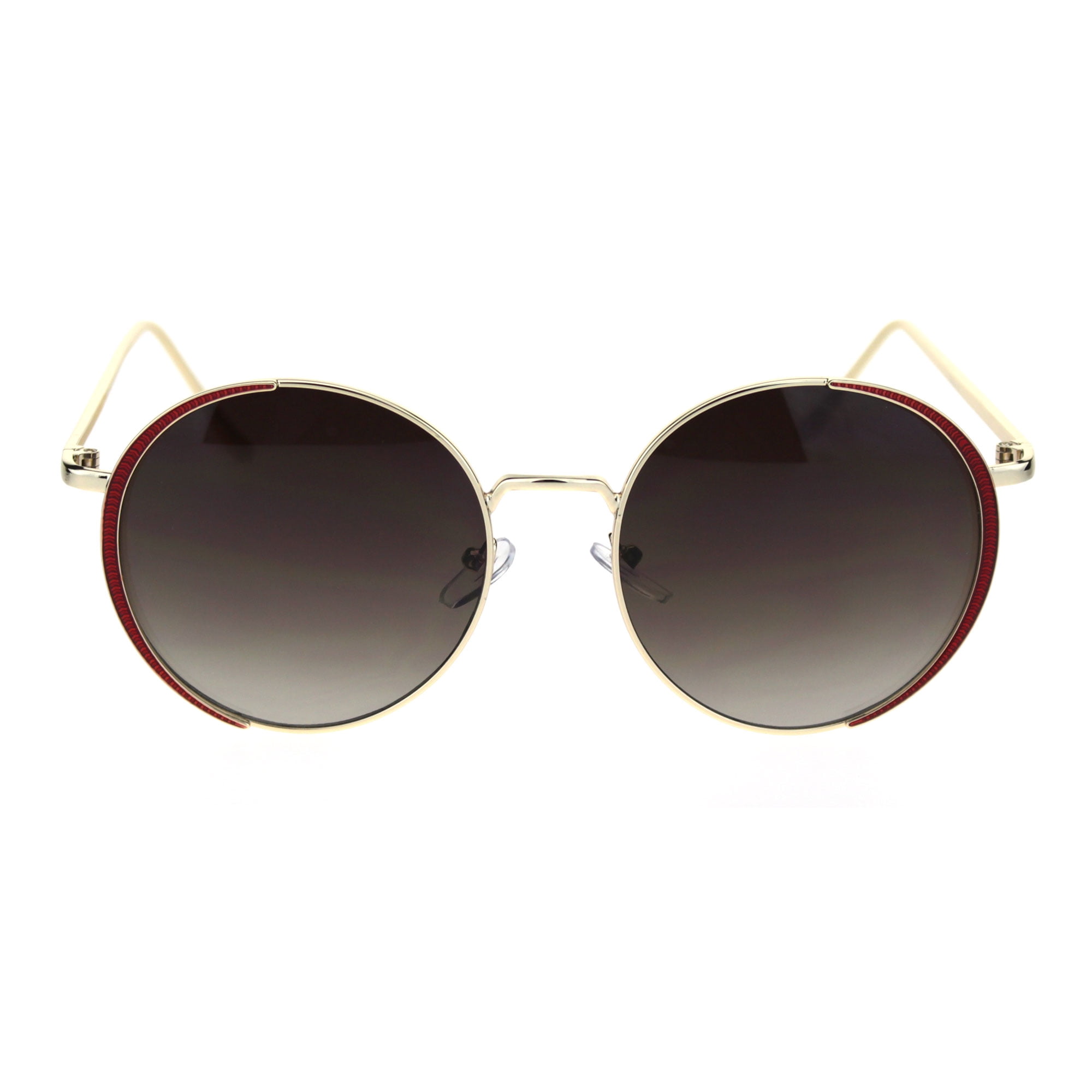 Elegant Red and Gold Women\'s Sunglasses Gold Double Bridge Grandpa Metal Tinted Sunglasses with Red  main image 4