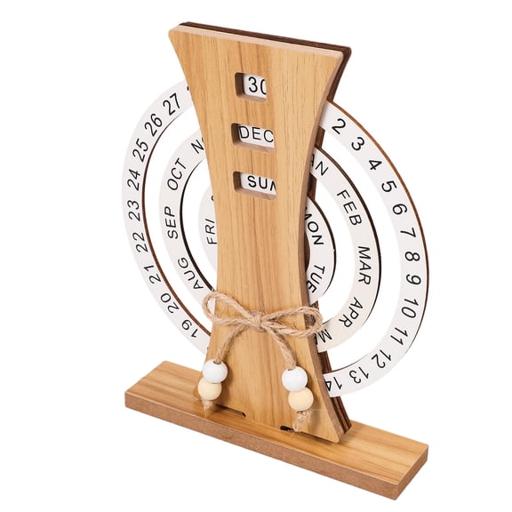 FELTECHELECTR Decorative Wooden Table Calendar with Month Week Day Display for Daily Use