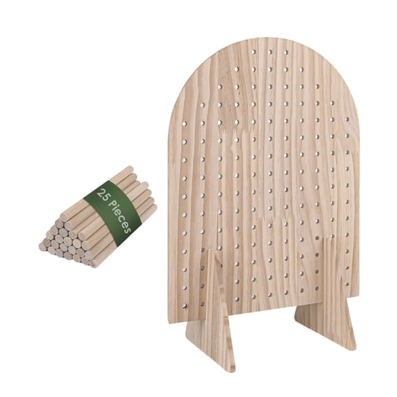 Elegant Wood Countertop Jewelry Display Stand with Two Sided Pegboard and Hooks for Earrings Bracelets Keychains