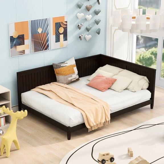 Elegant Wood Daybed, Sturdy Frame, Cozy Armrest - Relaxing in Bedroom