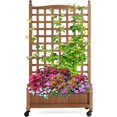 Elegant Wood Garden Raised Bed Lattice Vine Climbing Plant Box Pot with