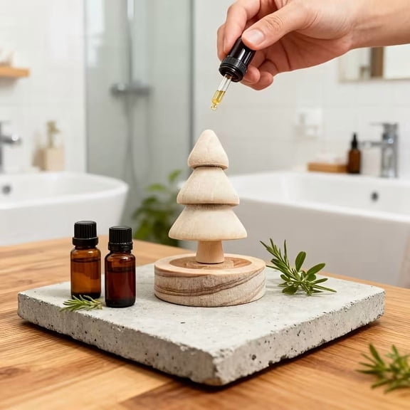 Elegant Wooden Aroma Diffuser - Christmas Tree Shaped Essential Oil Diffuser for Home and Car