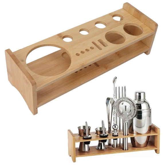 Elegant Wooden Bartender Kit Holder – Large-Capacity Organizing Rack for Professional Bar Tools & Sets