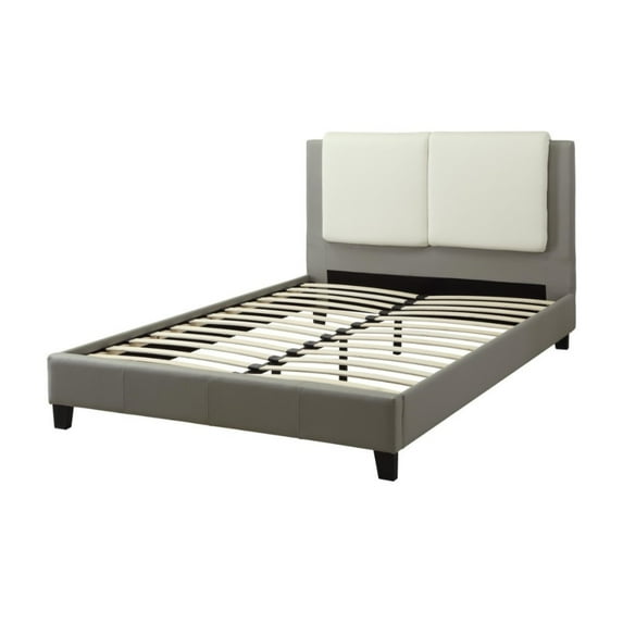 Elegant Wooden C.King Bed With PU Head Board, Gray
