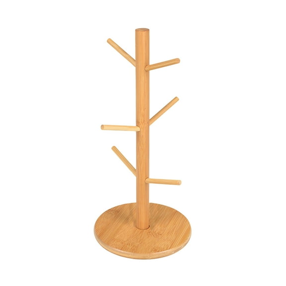 Elegant Wooden Mug Tree Stand Organizer for Kitchen, Space-Saving Cup and Glass Display, Drying Rack with Non-Slip Base for Home and Hospitality Use