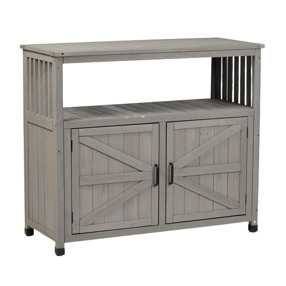 Elegant Wooden Patio Bar Table Set with Storage - Versatile Buffet Cabinet Sideboard for Stylish Outdoor and Indoor Entertaining, Perfect for Hosting Gatherings!