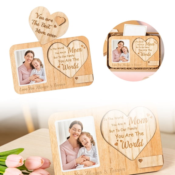 Elegant Wooden Photo Frame Rustic Tabletop Picture Keepsake Horizontal Vertical Display Wooden Frame for Home Holiday Gift 5.99.4 Inch Beige