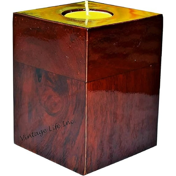 Elegant Wooden Tealight Urn - Perfect for Memorial Services or as a Home Decor Piece Keepsake Tealight Urns for Human Ashes (Large)(3x3x8)