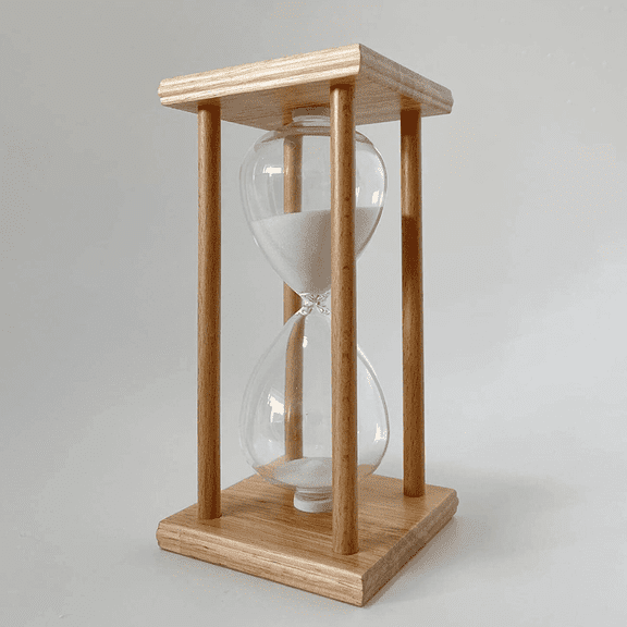 Elegant Wooden Timer Timer with White Sand - 45 Minute Sandglass for Kitchen, School, & Office | Durable, Stylish Desk Accessory & Thoughtful Gift Idea