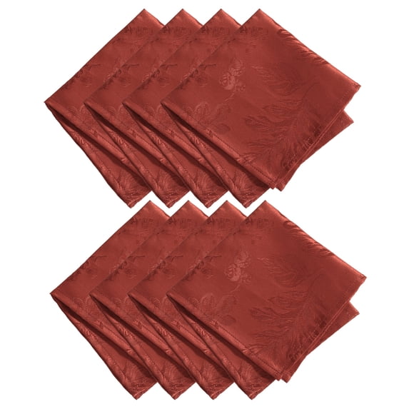 Elrene Home Fashions Elegant Woven Leaves Jacquard Damask Napkin, Set of 8, Spice, 17" x 17"