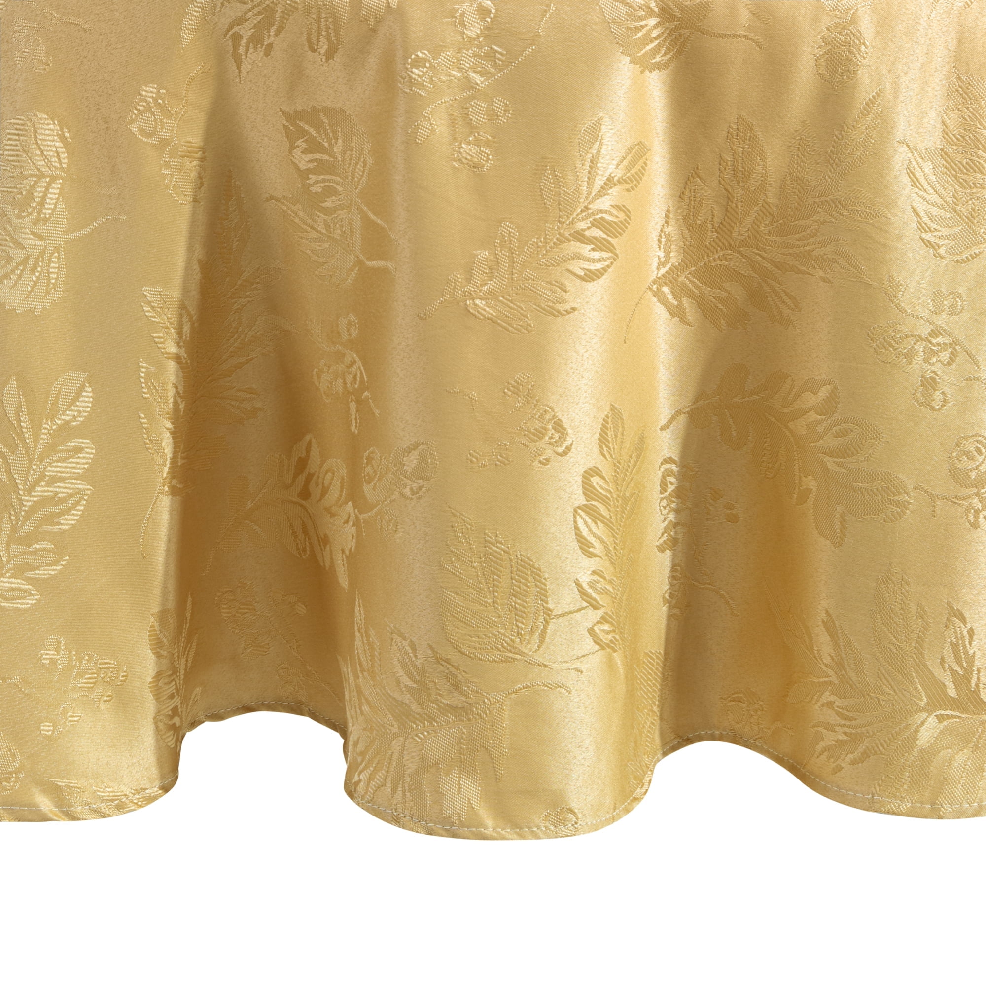 Gold Jacquard Damask Round Fall Tablecloth, 70"