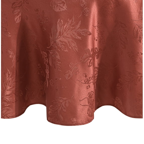 Elegant Woven Leaves Jacquard Damask Tablecloth - 70" Round - Spice Red - Elrene Home Fashions