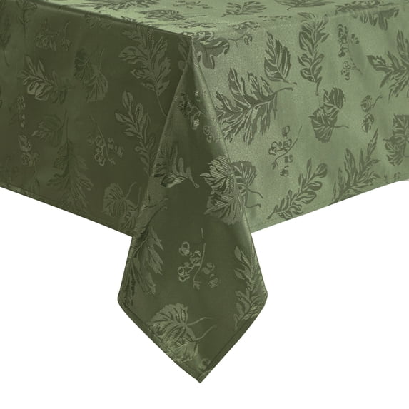 Elrene Home Fashions Elegant Woven Leaves Jacquard Damask Tablecloth, Olive, 60" x 84" Rectangle