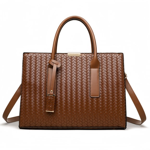 Elegant Woven Textured Tote Bag for Women, Large Capacity Leather Handbag with Detachable Shoulder Strap, Stylish Top-Handle Handbag for Work, Travel & Daily Use