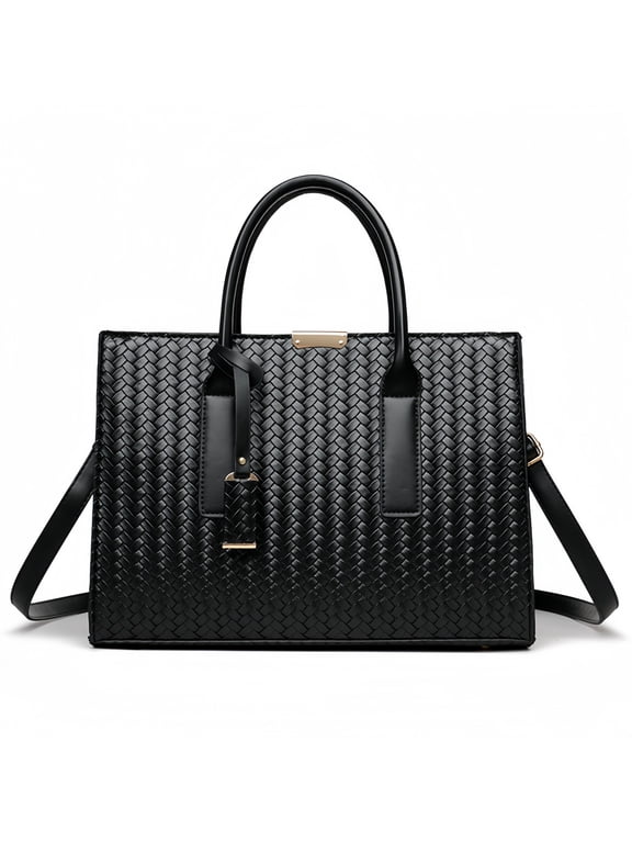 Elegant Woven Textured Tote Bag for Women, Large Capacity Leather Handbag with Detachable Shoulder Strap, Stylish Top-Handle Handbag for Work, Travel & Daily Use