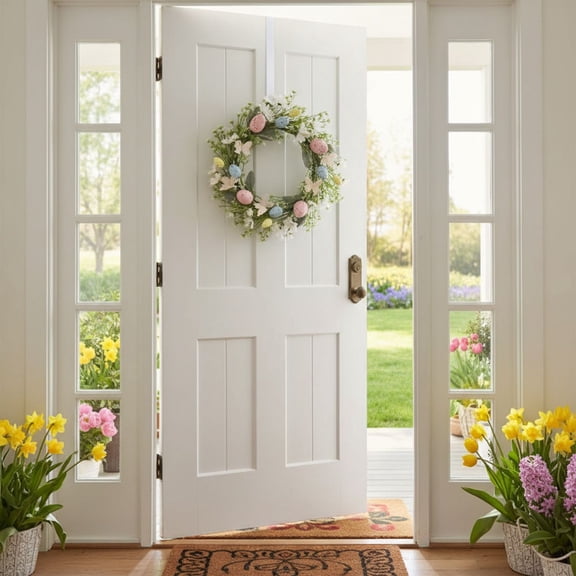 Elegant Wreath For Front Door Year Round Seasonal Home Wall With Realistic Greenery And