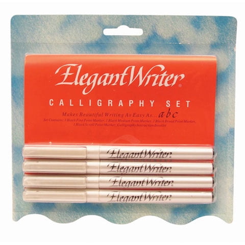 Elegant Writer Calligraphy Kit - 4 Black Calligraphy Pens with Instructions