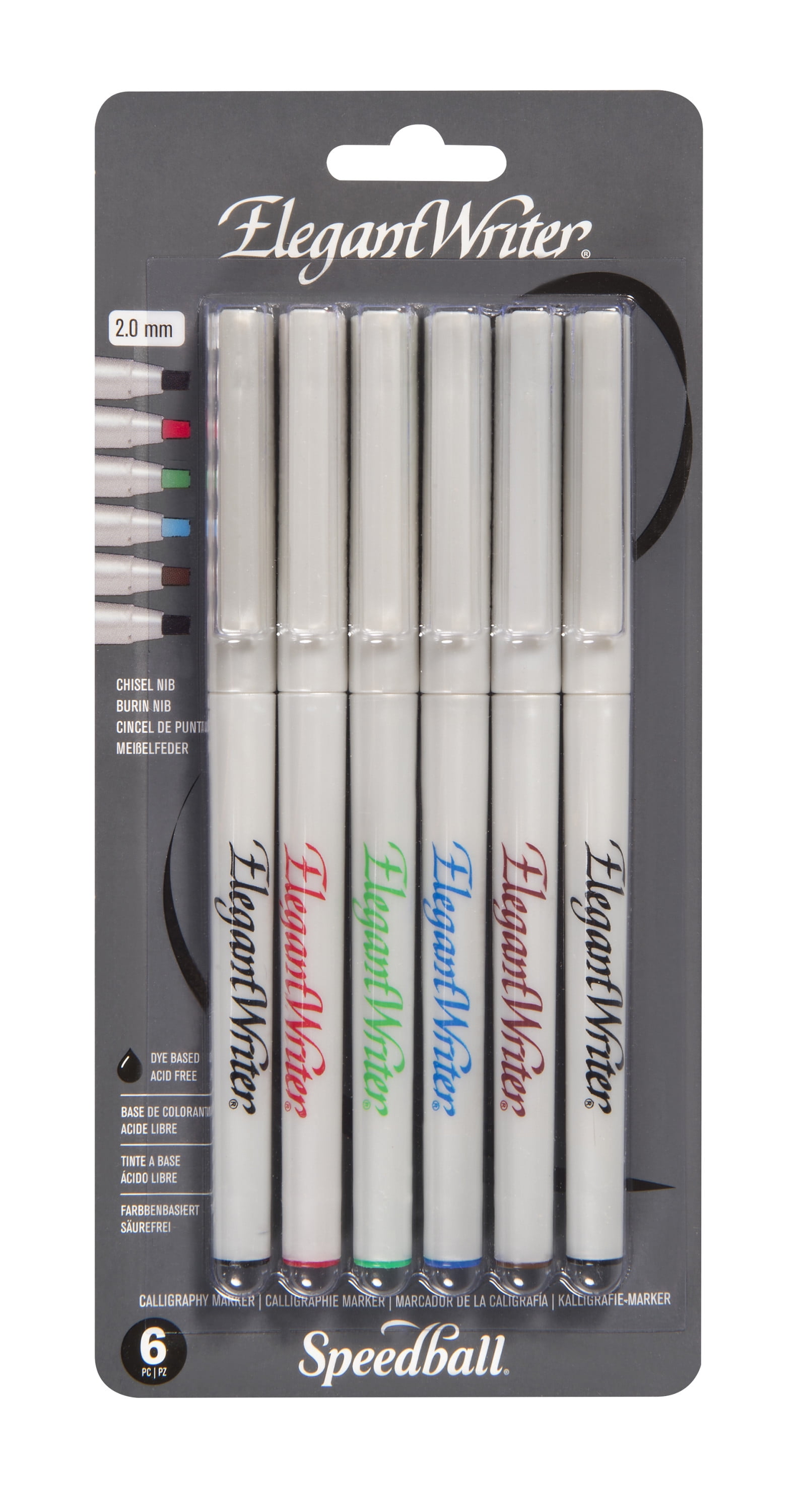 Elegant Writer Calligraphy Pen Set, 6 Colors, Fine Tip, Acid Free, Non Toxic