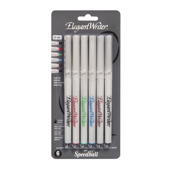 Elegant Writer Calligraphy Pen Set, 6-Colors, Medium