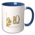 thumbnail image 1 of 3drose, Elegant Yellow Floral Ornament Monogram. Lovely Initial Q, 11oz Two-tone Blue Mug, 1 of 6