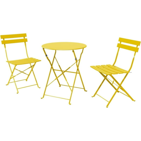 Elegant Yellow Patio Furniture Set: Comfortable Folding Chairs & Table, Rust-Resistant & Durable