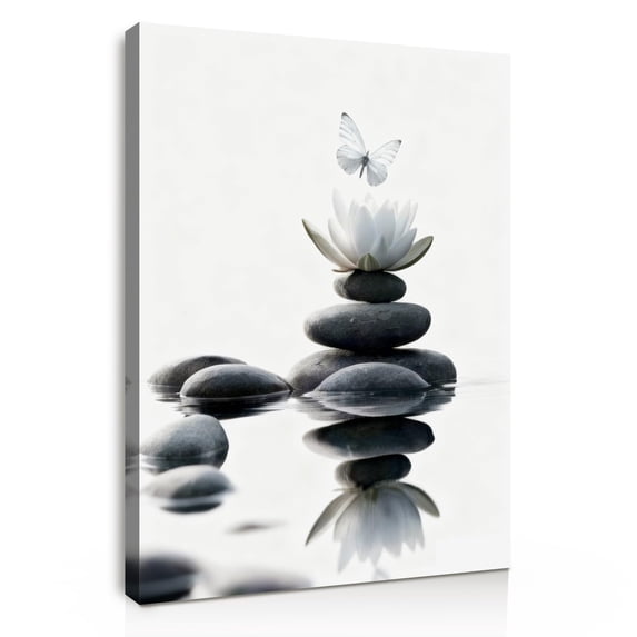 Elegant Zen Stones Canvas Wall Art Framed Canvas Prints Minimalist Nature Wall Art, Peaceful Zen Wall Art for Bathroom Wall Art, Bedroom Wall Decor, Meditation Yoga Room Wall Decor