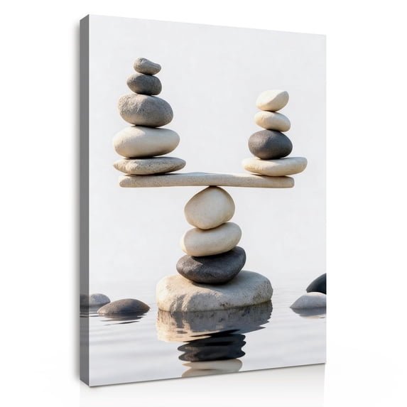 Elegant Zen Stones Canvas Wall Art Framed Canvas Prints Minimalist Nature Wall Art, Peaceful Zen Wall Art for Bathroom Wall Art, Bedroom Wall Decor, Meditation Yoga Room Wall Decor