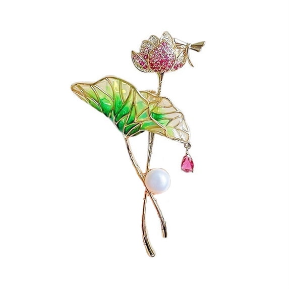 Elegant and Charming Lotus Flower and Lotus Leaf Brooch Exquisite Clothing Accessories Beautiful Women's Cape Button