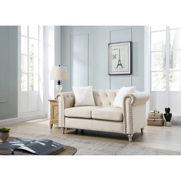 Elegant and Comfortable - A Modern Beige Loveseat for a Cozy Two - Person Gathering