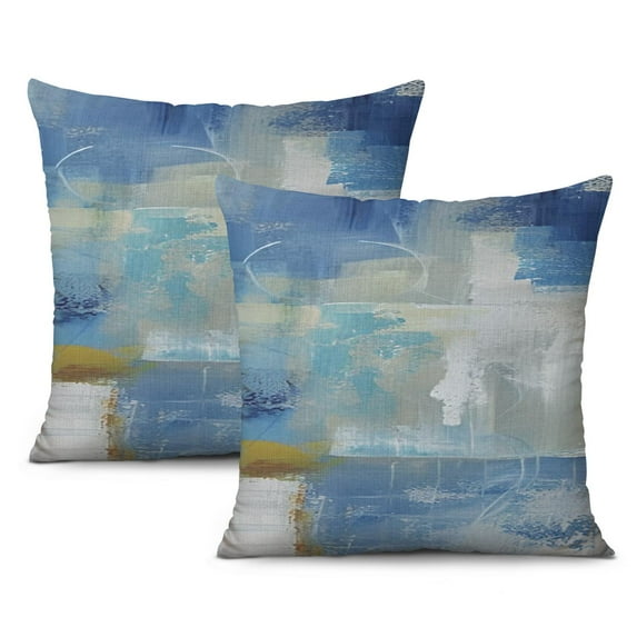 Elegant and Cozy Abstract Art Throw Pillow Covers: Blue Modern Home Decor, 20x20 Inch Set of 2 - Ideal for Couch, Sofa, Bedroom, Living Room